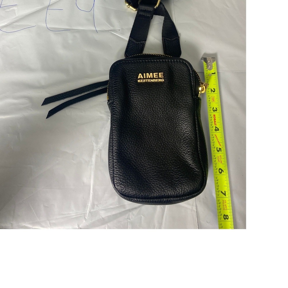 Aimee Kestenberg Black Leather Phone Crossbody Bag Mini Purse Gold Hardware